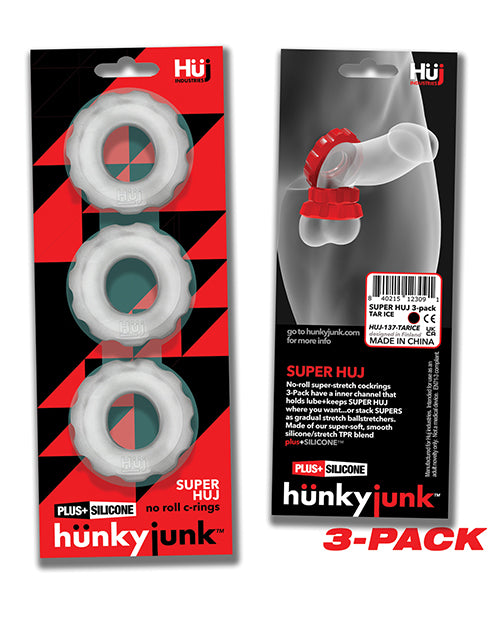 Hunky Junk Super Huj 3 Pack Cockrings - Clear Ice - LUST Depot