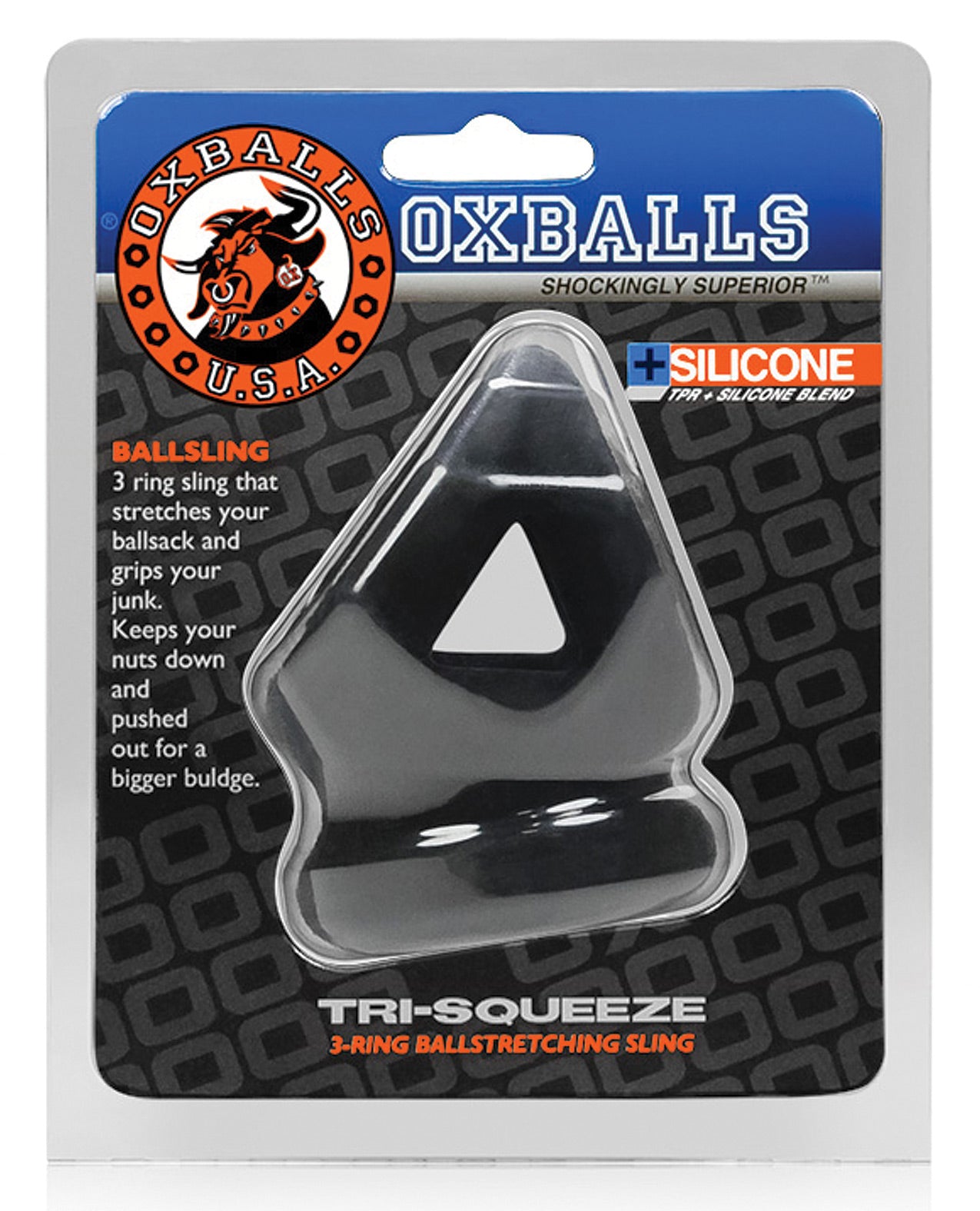 Oxballs Tri-squeeze Cocksling-ball Stretcher - Black Ice - LUST Depot