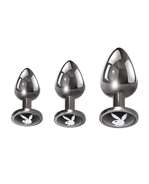 Playboy Pleasure Pleasure 3 Ways Butt Plugs - Silver - LUST Depot