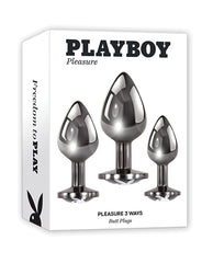 Playboy Pleasure Pleasure 3 Ways Butt Plugs - Silver