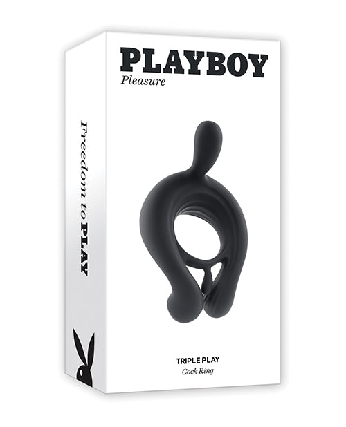 Playboy Pleasure Triple Play Cock Ring  - Black - LUST Depot