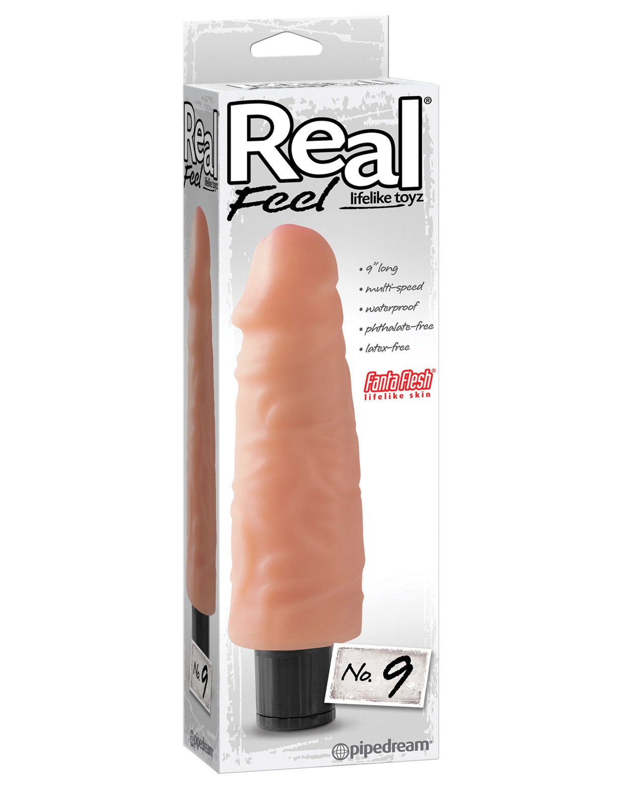 Real Feel No. 9  Long 9" Vibe Waterproof - Mutli-speed Flesh - LUST Depot