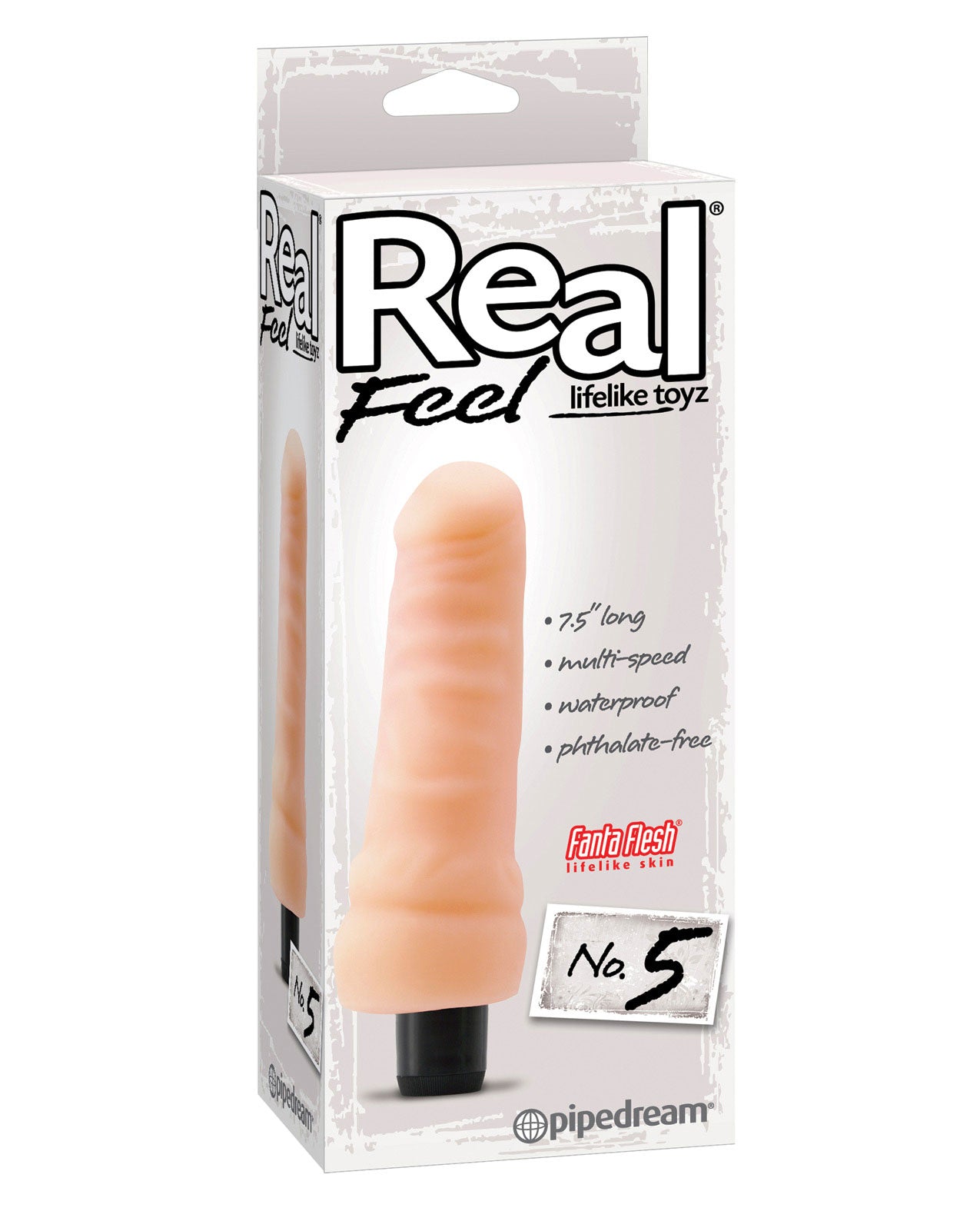 Real Feel No. 5 Long 7.5" Vibe Waterproof - Mutli-speed Flesh - LUST Depot