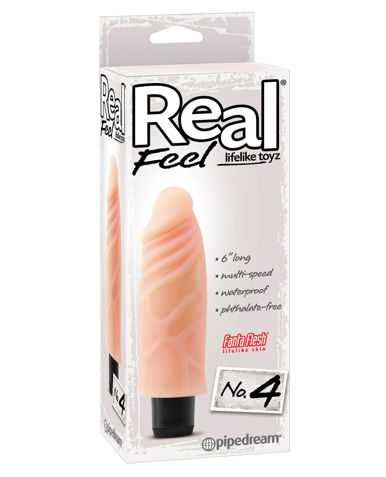 Real Feel No. 4  Long 6" Vibe Waterproof - Mutli-speed Flesh - LUST Depot