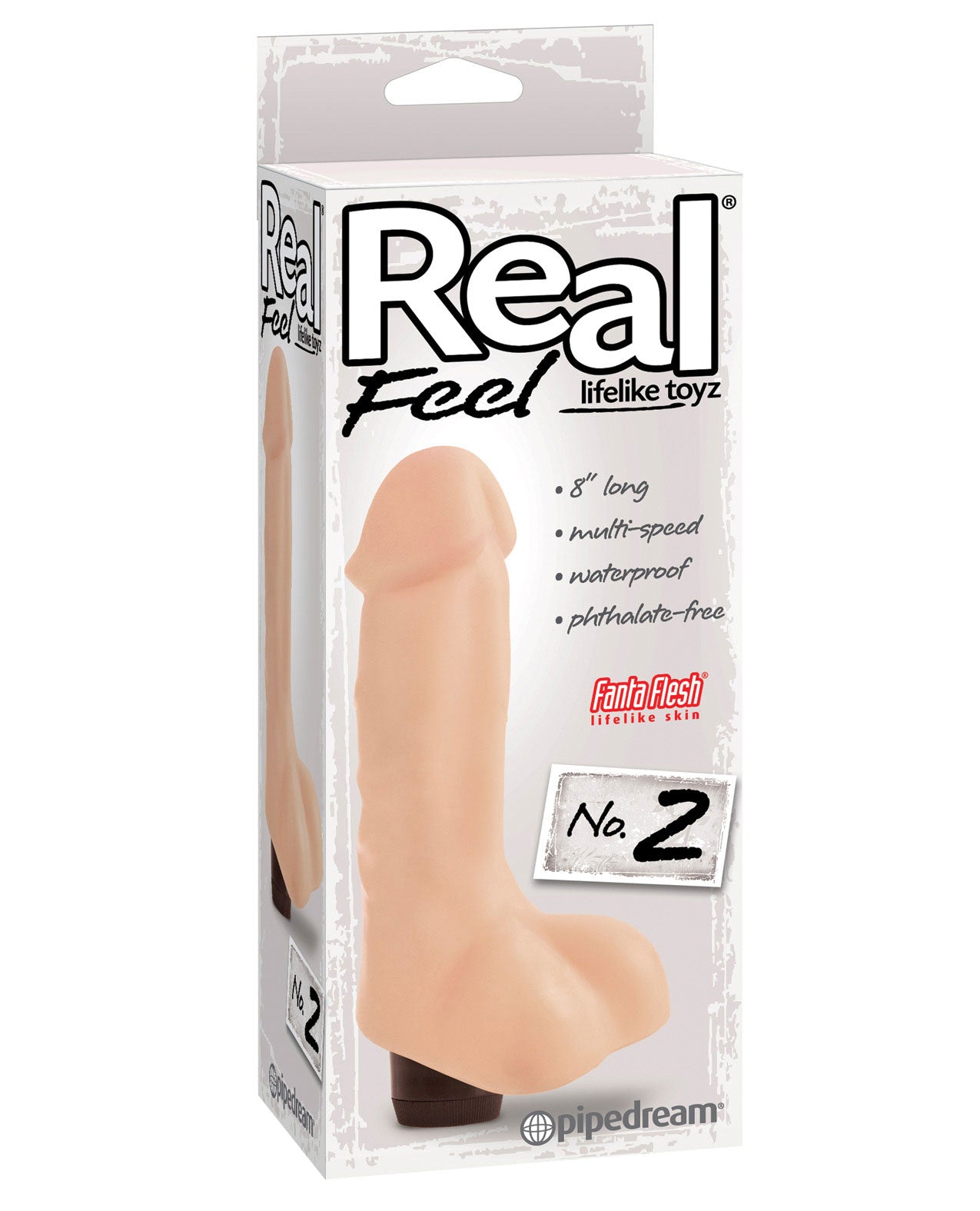 Real Feel No.2 Long 7.5" Vibe Waterproof - Mutli-speed Flesh - LUST Depot