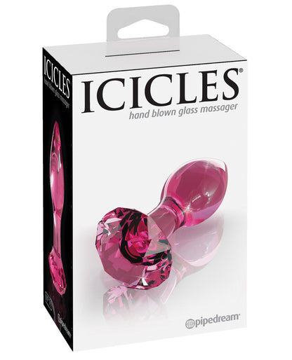 Icicles No. 79 Hand Blown Glass Diamond Butt Plug - Pink - LUST Depot