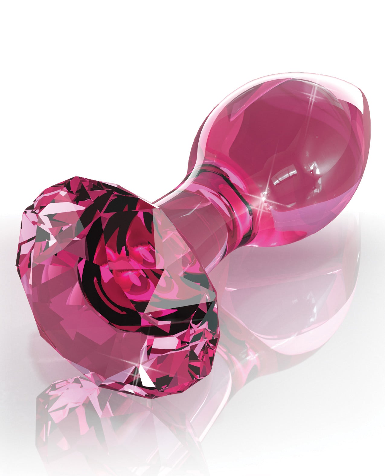 Icicles No. 79 Hand Blown Glass Diamond Butt Plug - Pink - LUST Depot