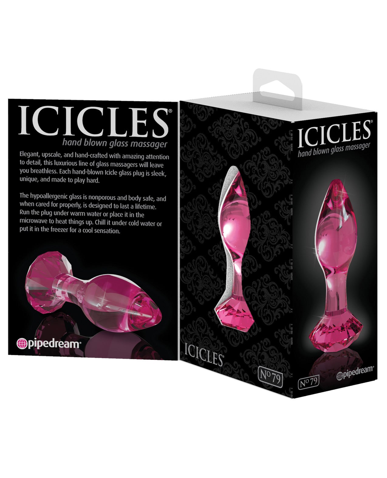 Icicles No. 79 Hand Blown Glass Diamond Butt Plug - Pink - LUST Depot