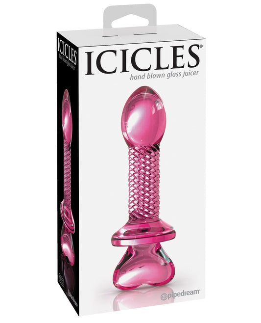 Icicles No. 82 Hand Blown Glass Butt Plug - Ribbed-pink - LUST Depot