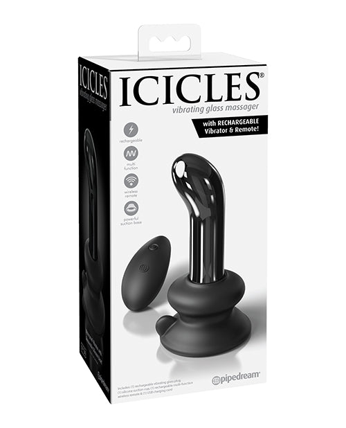 Icicles No. 84 Hand Blown Glass Vibrating Butt Plug W-remote - Black - LUST Depot