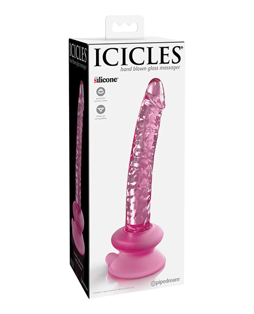 Icicles No. 86 Hand Blown Glass Massager W-suction Cup - Pink - LUST Depot