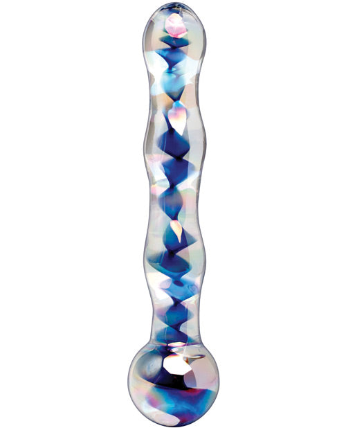 Icicles No. 8 Hand Blown Glass Massager - Clear W-inside Blue Swirls - LUST Depot