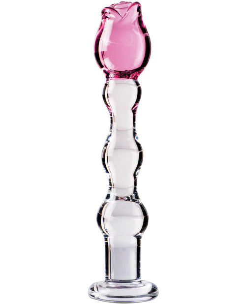 Icicles No. 12 Hand Blown Glass Massager - Clear W-rose Tip - LUST Depot