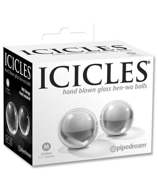 Icicles No. 42 Hand Blown Glass Medium Ben Wa Balls - Clear - LUST Depot