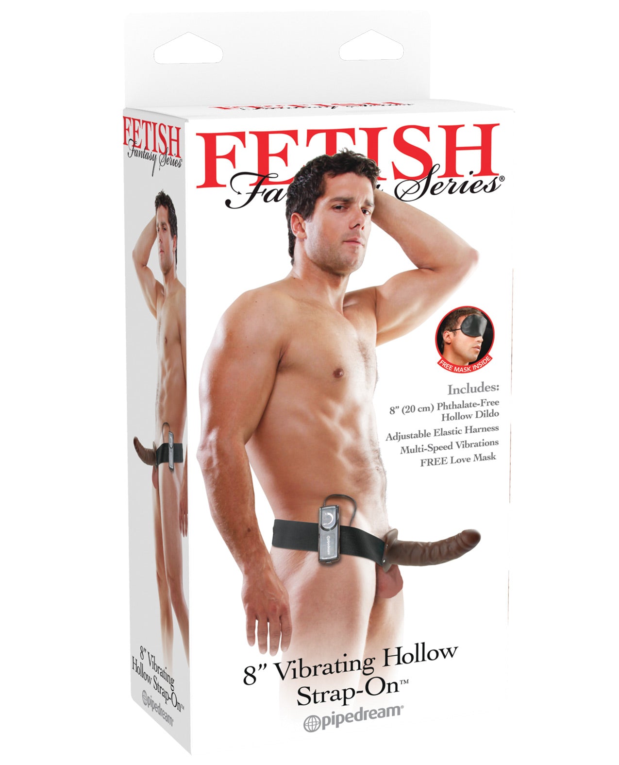 Fetish Fantasy Series 8" Vibrating Hollow Strap On - Brown - LUST Depot