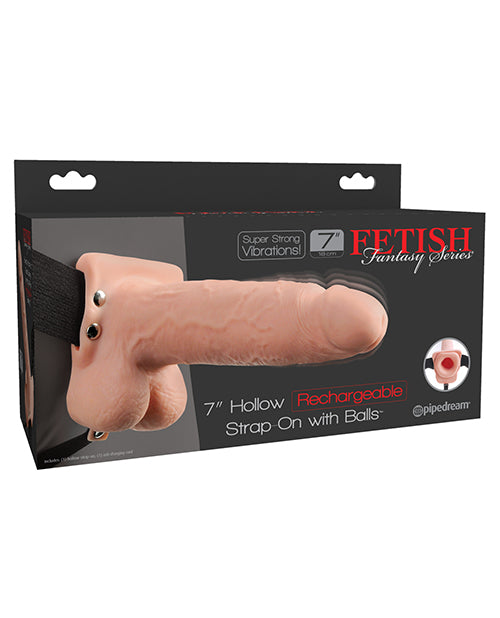 Fetish Fantasy Series 7" Hollow Rechargeable Strap On W-balls - Flesh - LUST Depot