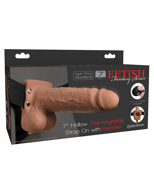 Fetish Fantasy Series 7" Hollow Rechargeable Strap On W-remote - Tan - LUST Depot