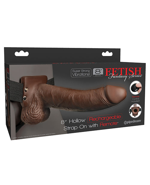 Fetish Fantasy Series 8" Hollow Rechargeable Strap On W-remote - Brown - LUST Depot