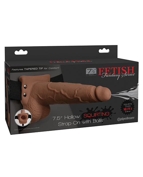 Fetish Fantasy Series 7.5" Hollow Squirting Strap On W-balls - Tan - LUST Depot