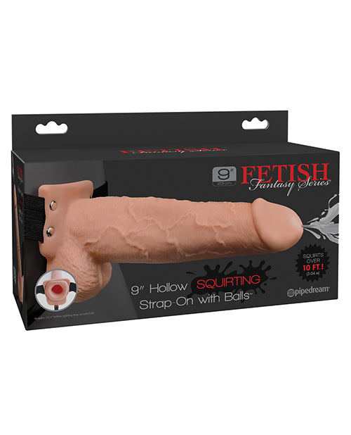 Fetish Fantasy Series 9" Hollow Squirting Strap On W-balls - Flesh - LUST Depot