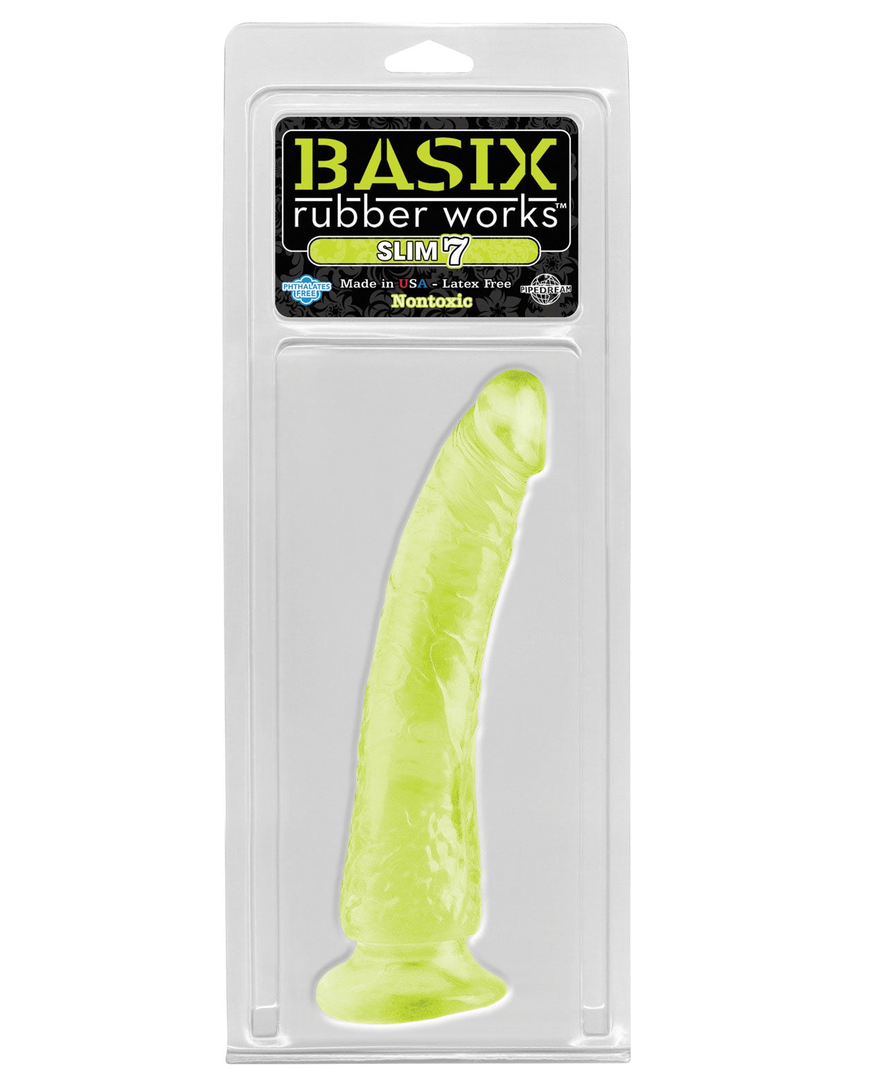 Basix Rubber Works 7" Slim Dong - Glow In The Dark - LUST Depot