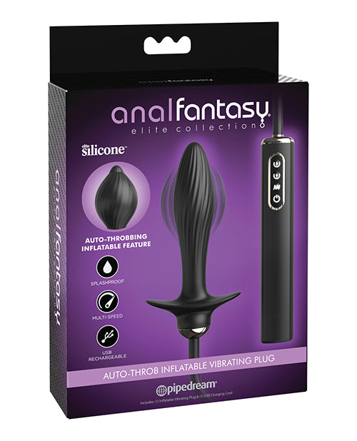 Anal Fantasy Elite Collection Auto Throb Inflatable Vibrating Plug - Black - LUST Depot