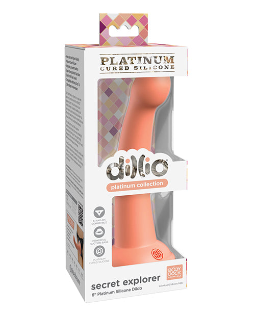 Dillio Platinum 6" Secret Explorer Silicone Dildo - Peach - LUST Depot