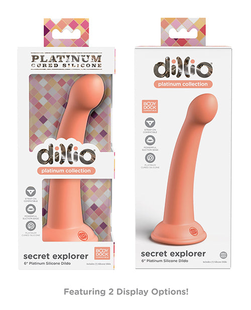 Dillio Platinum 6" Secret Explorer Silicone Dildo - Peach - LUST Depot