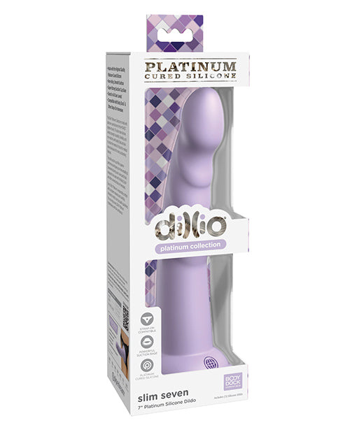 Dillio Platinum 7" Slim Seven Silicone Dildo - Purple - LUST Depot