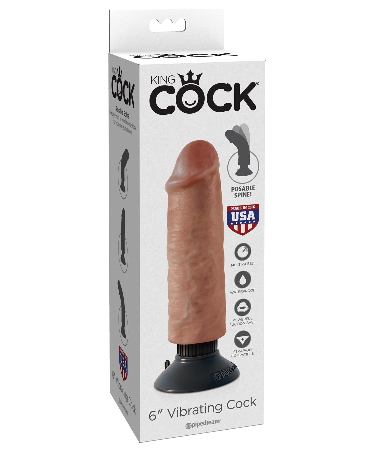 King Cock 6" Vibrating Cock - Tan - LUST Depot