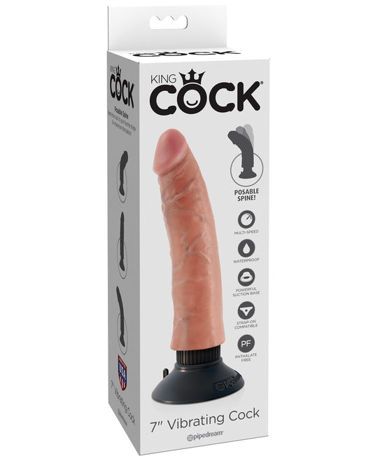 King Cock 7" Vibrating Cock - Flesh - LUST Depot