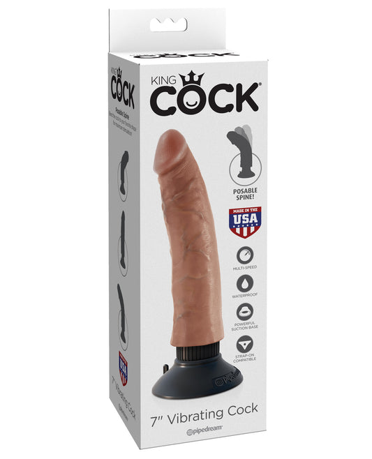 King Cock 7" Vibrating Cock - Tan - LUST Depot