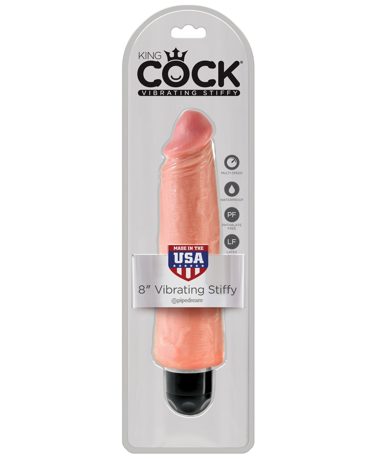 King Cock  8" Vibrating Stiffy - Flesh - LUST Depot