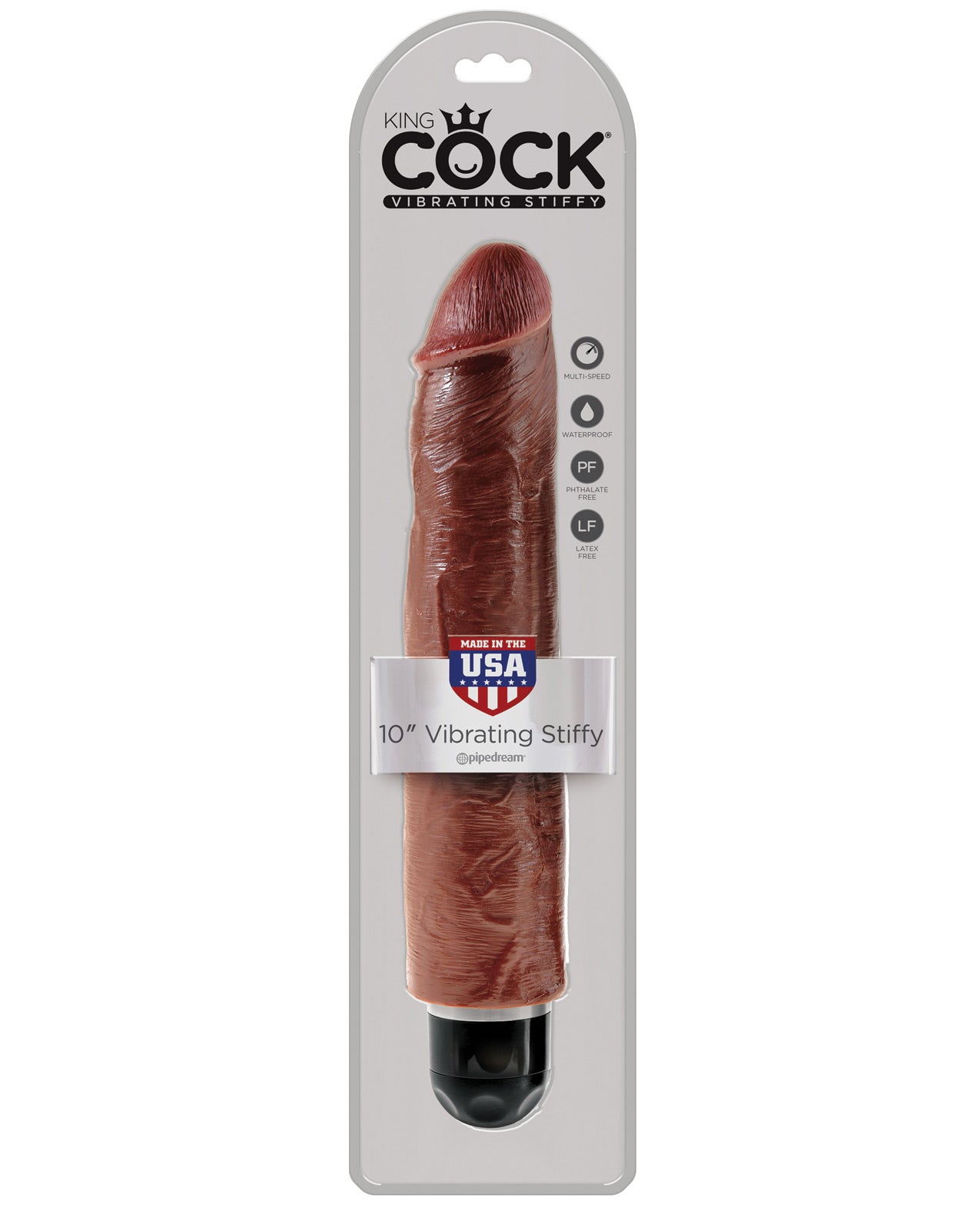 King Cock  10" Vibrating Stiffy - Brown - LUST Depot