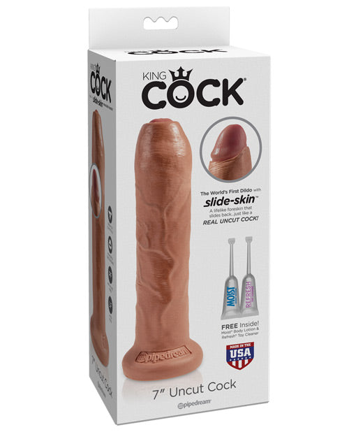 King Cock 7" Uncut Dildo - Tan - LUST Depot