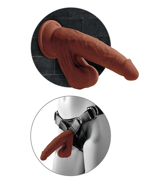 King Cock Plus 8" Triple Density Cock W-swinging Balls - Brown - LUST Depot