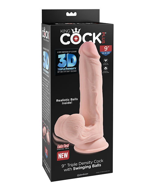 King Cock Plus 9" Triple Density Cock W-swinging Balls - Ivory - LUST Depot