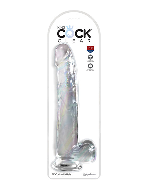 King Cock Clear 11" Cock W/balls - Clear - LUST Depot