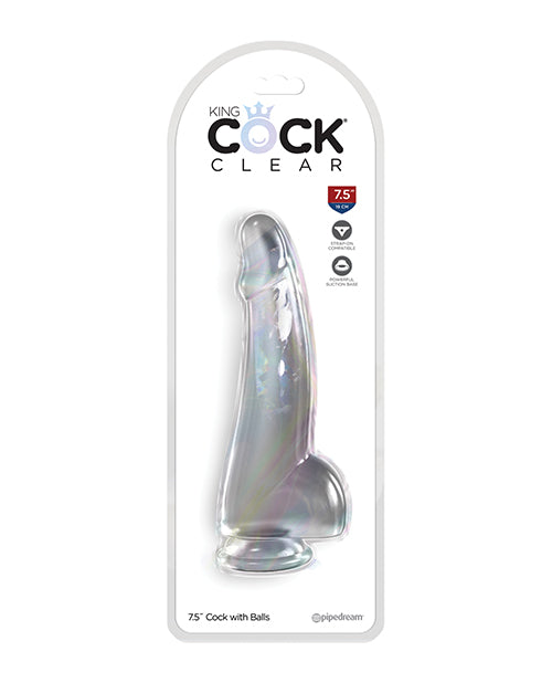 King Cock Clear 7.5" Cock W/balls - Clear - LUST Depot