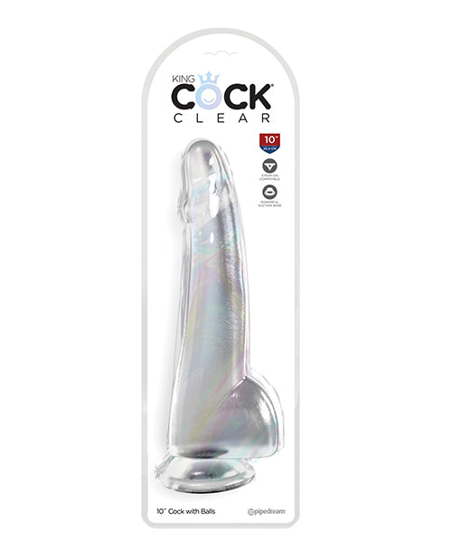 King Cock Clear 10" Cock W/balls - Clear - LUST Depot