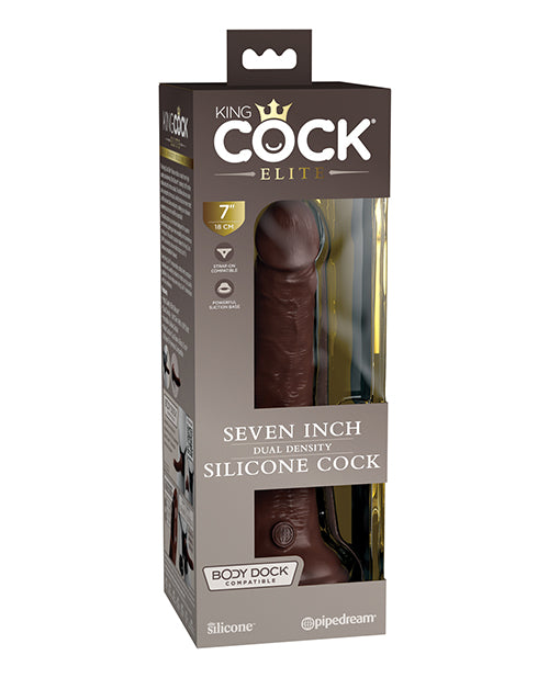 King Cock Elite 7" Dual Density Silicone Cock - Brown - LUST Depot