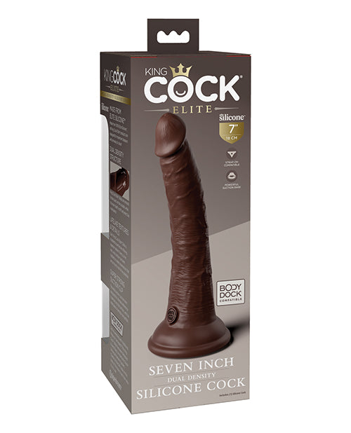 King Cock Elite 7" Dual Density Silicone Cock - Brown - LUST Depot