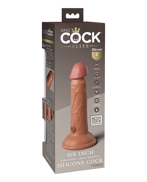 King Cock Elite 6" Dual Density Vibrating Silicone Cock - Tan - LUST Depot