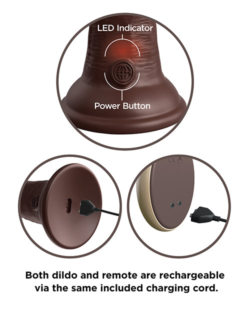 King Cock Elite 7" Dual Density Vibrating Silicone Cock W-remote - Brown - LUST Depot