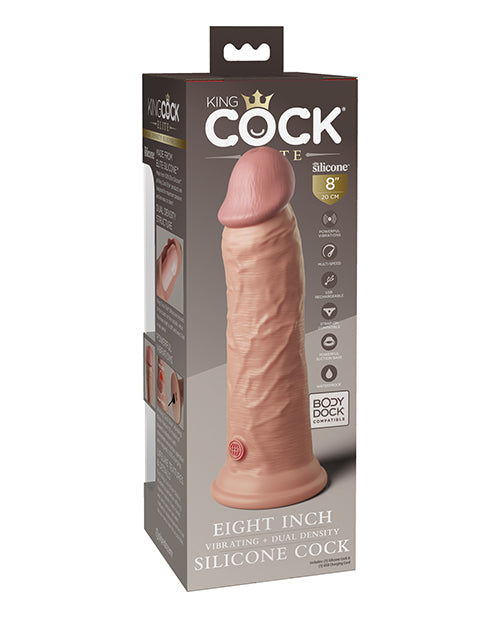 King Cock Elite 8" Dual Density Vibrating Silicone Cock - Light - LUST Depot