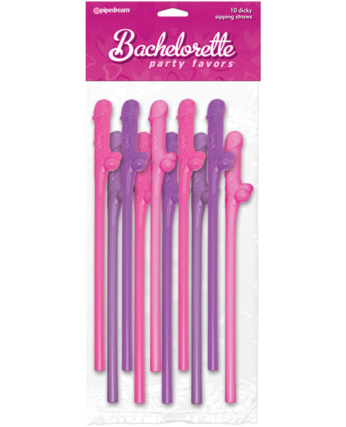 Bachelorette Party Favors Dicky Sipping Straws - Asst. Colors Pack Of 10 - LUST Depot