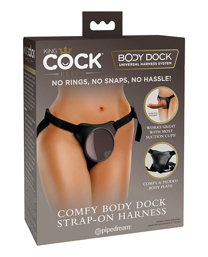 King Cock Elite Comfy Body Dock Strap On Harness - Black - LUST Depot