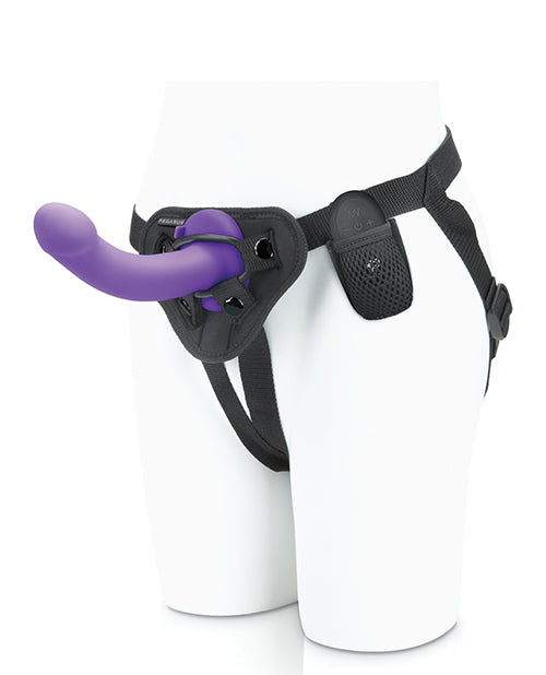 Pegasus 6" Rechargeable Curved Peg W-adjustable Harness & Remote Set - Purple - LUST Depot