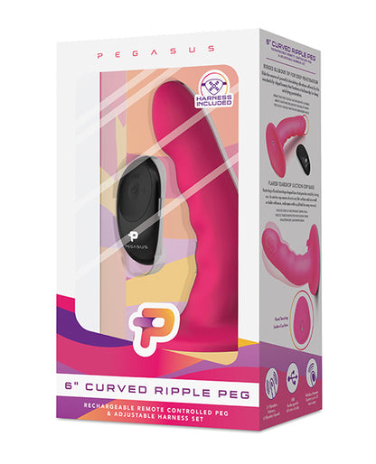 Pegasus 6" Rechargeable Ripple Peg W-adjustable Harness & Remote - Pink - LUST Depot