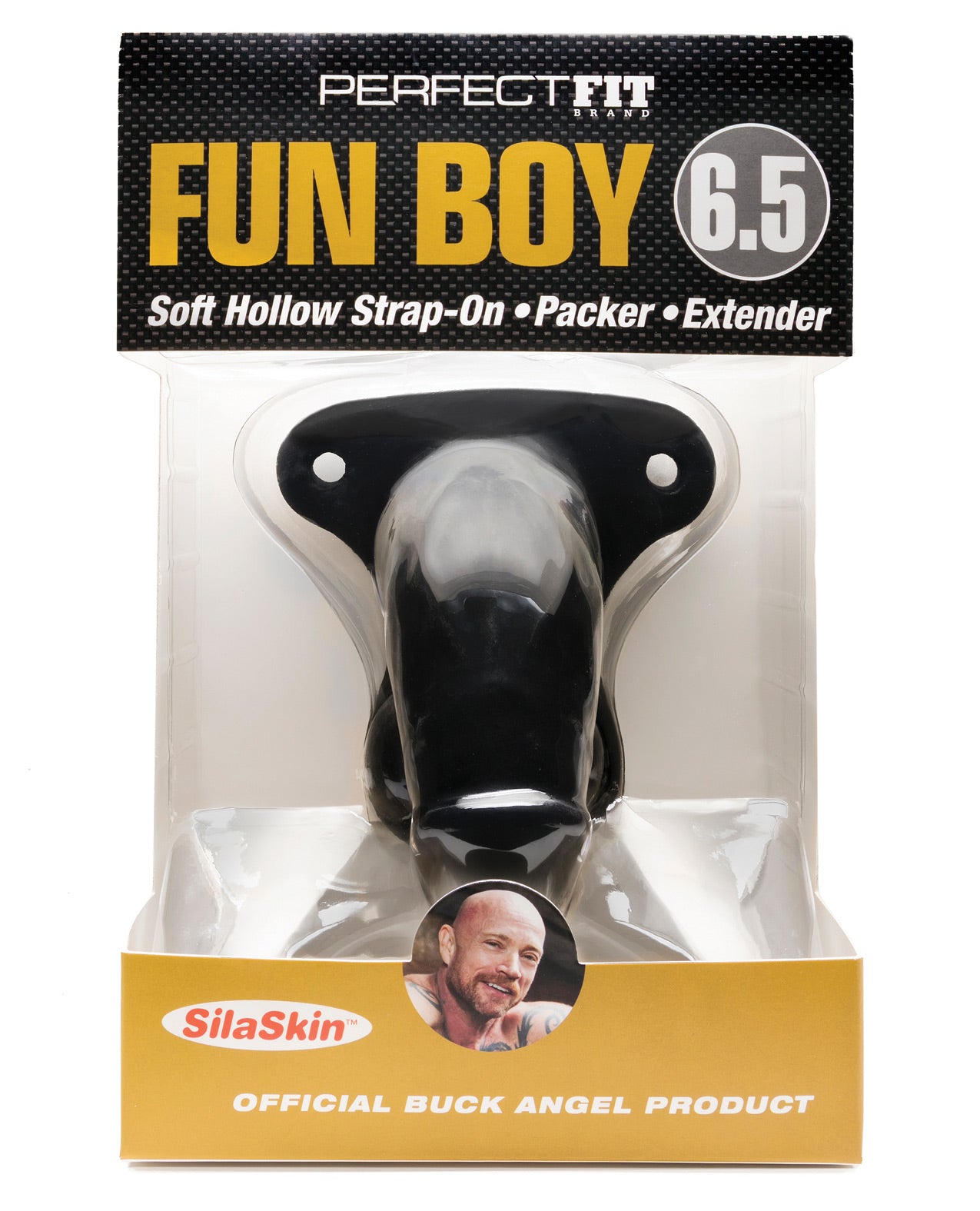 Perfect Fit Buck Angel Fun Boy Soft Hollow 6.5" Strap On Packer - Black - LUST Depot